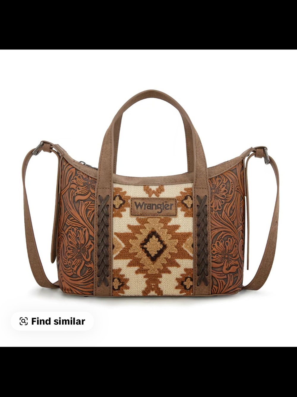 Wrangler Brown/Tan Southwestern Embossed Leather bag NWT